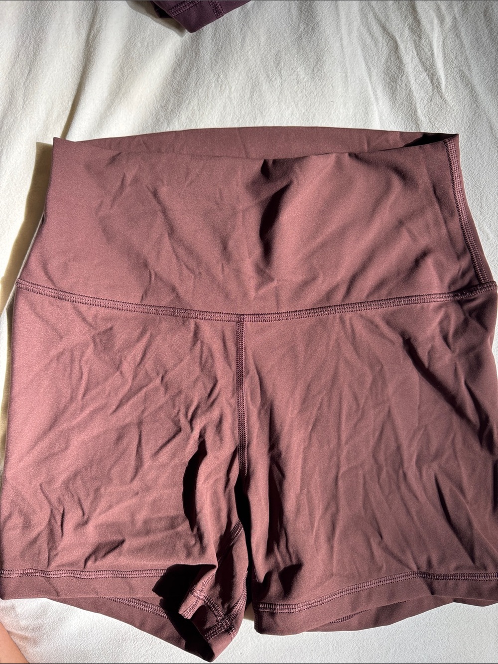 CRZ YOGA Women's High-Rise Bike Shorts in Mauvish Brown